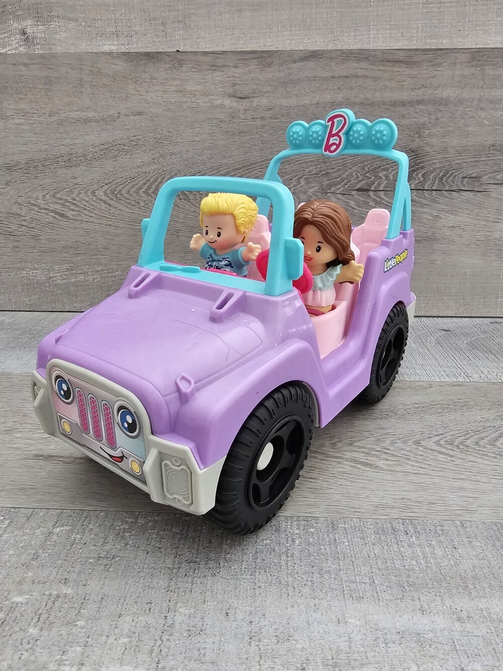 Barbie Little People Toy Car Beach Cruiser Music Sounds and 2 Figures Jeep WORKS